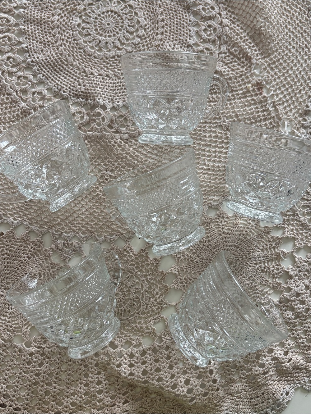 Vintage Anchor Hocking Wexford Clear Glass Punch / Drinking Cups - Set of 6